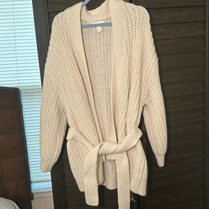 Cream color cardigan with belt